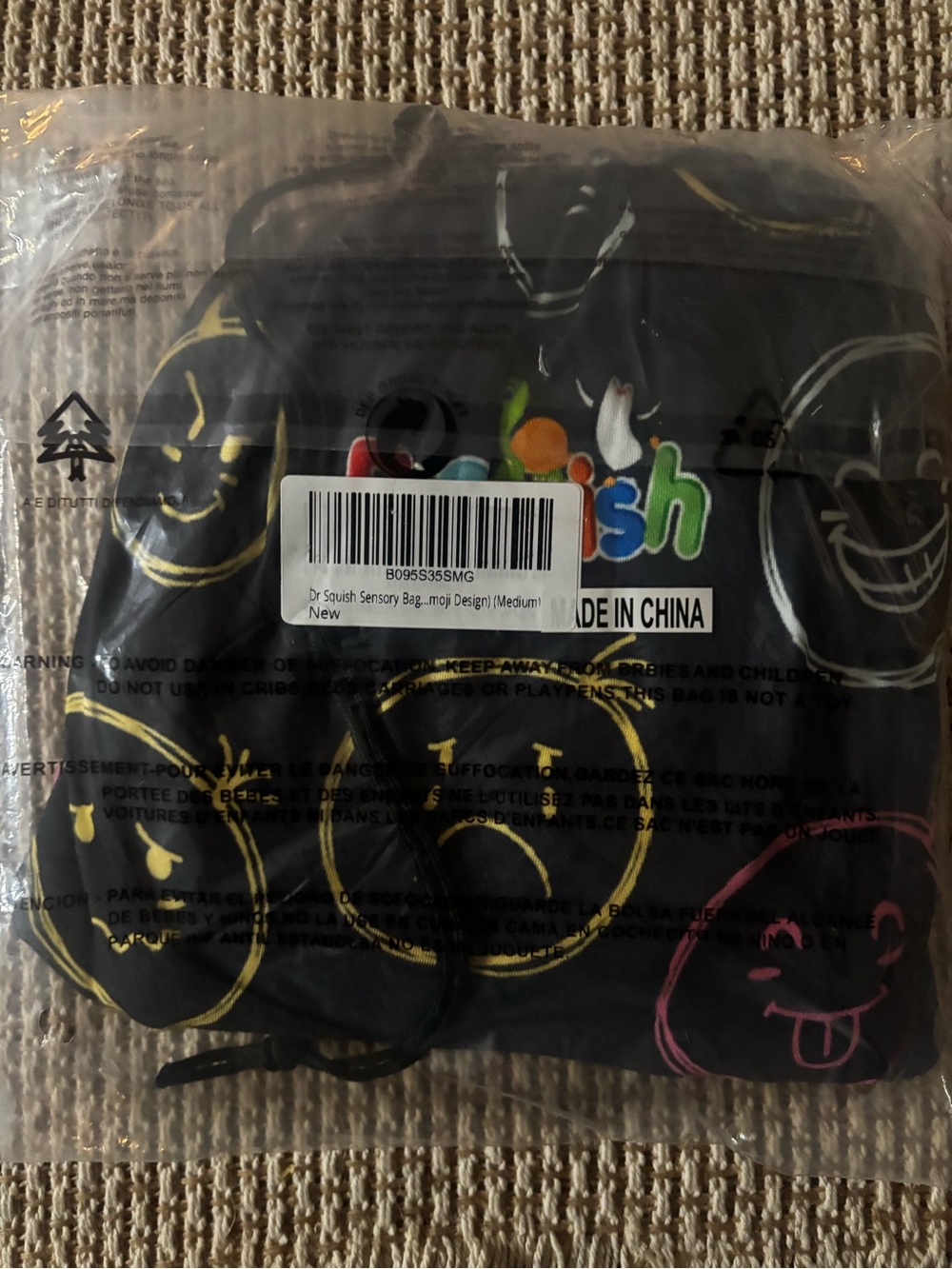 Dr. Squish Black Kids One-Piece Sensory Bag (Medium)